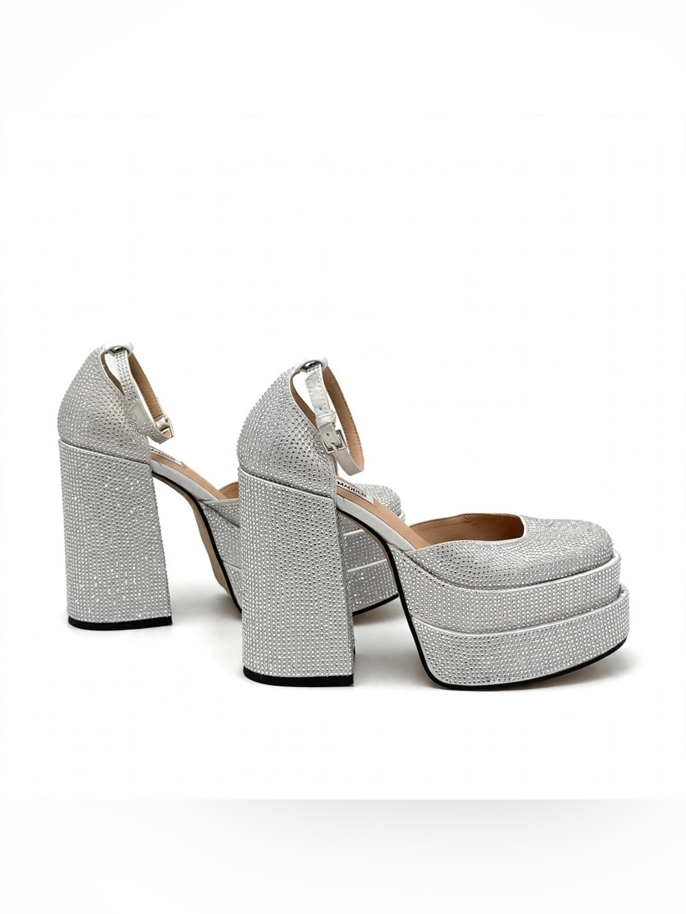 NWOT Steve Madden Charlize Rhinestone Double Platform Pumps Silver Size 7.5